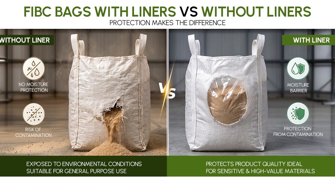 FIBC bags with liner vs without liner showing moisture and contamination protection
