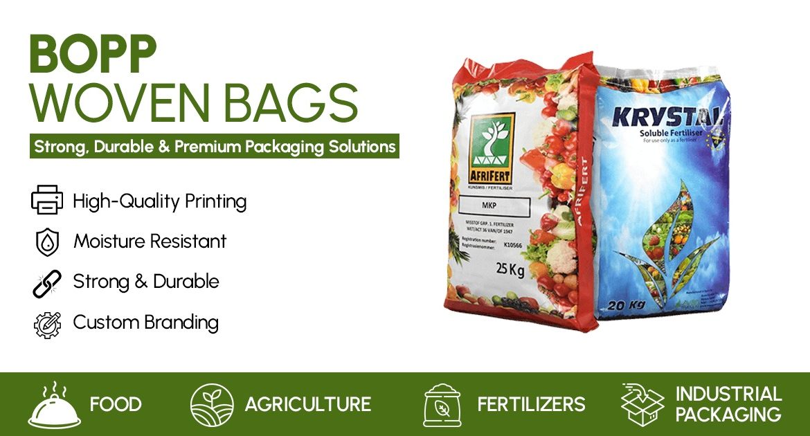 BOPP woven bags used for food, agriculture, fertilizers and industrial packaging