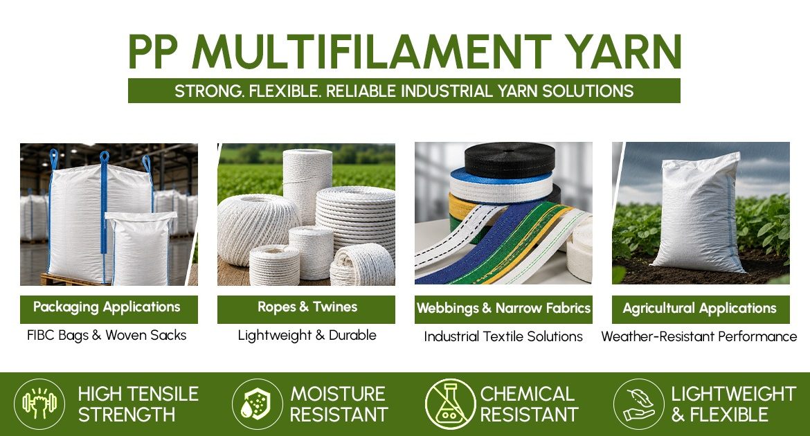 PP multifilament yarn used for packaging, ropes, webbings and agricultural applications